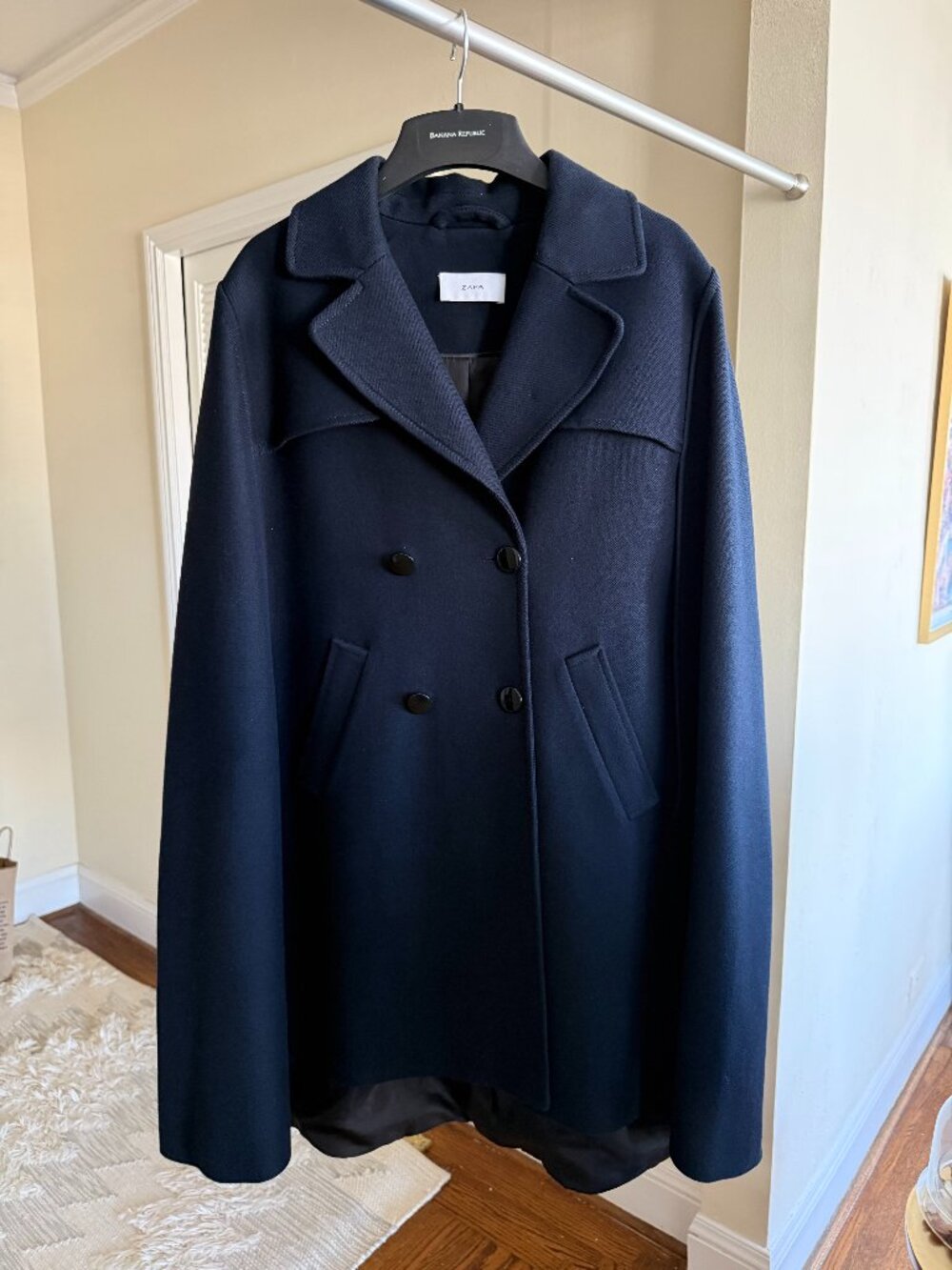 ZAPA Navy Wool Blend Double Breasted Cape Size 2